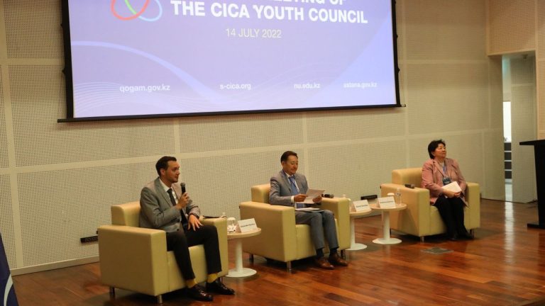 The 5th session of the Youth Сouncil of the Conference on Interaction and Confidence-building measures in Asia (CICA) was attended by vice-minister of information and social development Alexander Danilov, executive director of the CICA Secretariat Kairat Sarybay, vice president of NU Khadisha Dairova, representatives of youth communities and government agencies in Qatar, Jordan, Israel, Palestine, Uzbekistan, Iran, Russia, Kyrgyzstan, China, Pakistan, Tajikistan, Thailand, Bangladesh, Iraq, as well as representatives of international organizations UNDP, TurkPA. Noting the successful activity of the Youth council, vice-minister of Information and public development Alexander Danilov offered to organize a virtual platform for interaction.