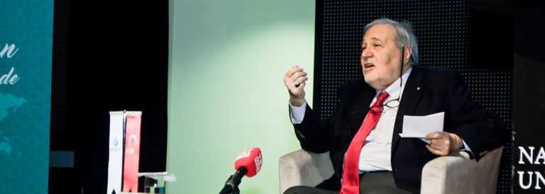 On April 26, 2018, Professor İlber Ortaylı gave a lecture on “The Turkic World and Current Issues in Turkology”. During the talk, which was organized jointly with the Yunus Emre Center (Astana) and the Department of Kazakh Language and Turkic Studies in the School of Humanities and Social Sciences, participants discussed: the importance of studying ancient history and philology, developments in the 19th century for understanding the current situation, studying literature for having a deeper command of modern Turkic languages including Kazakh, as well as the importance of more modern genrese of cultural production such as theater and film.