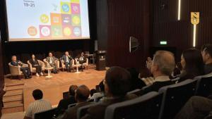 Andreas Cangellaris, founding president of NEOM University (Saudi Arabia), NU President Professor Waqar Ahmad, NU graduate and now rector of Aktobe Regional University named after K. Zhubanov, Laura Karabassova, and other university management representatives shared their vision on how contemporary challenges have transformed educational governance.