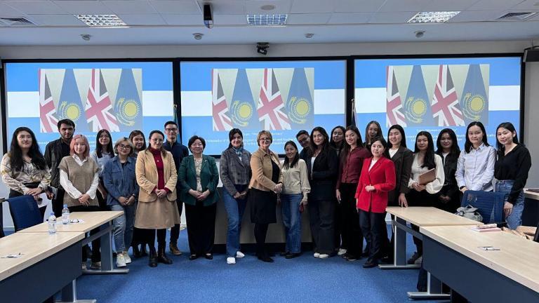 On March 27, 2023, the Ambassador of the United Kingdom of Great Britain and Northern Ireland to Kazakhstan, Ms Kathy Leach, delivered a guest lecture on the topic "Women in Diplomacy" at NU. The meeting was held for the university community: students, faculty and staff.